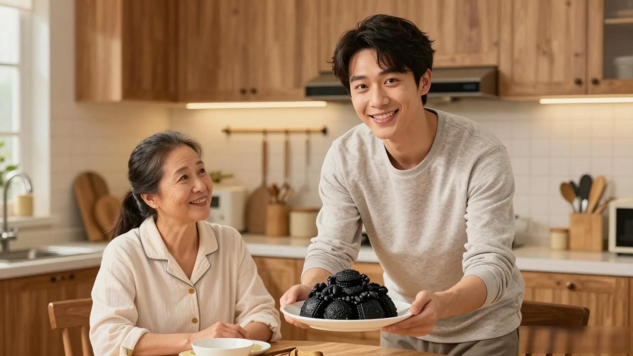 快手网红整蛊妈妈给妈妈做饭黑色料理,_妈妈做饭视频_妈妈做的黑暗料理